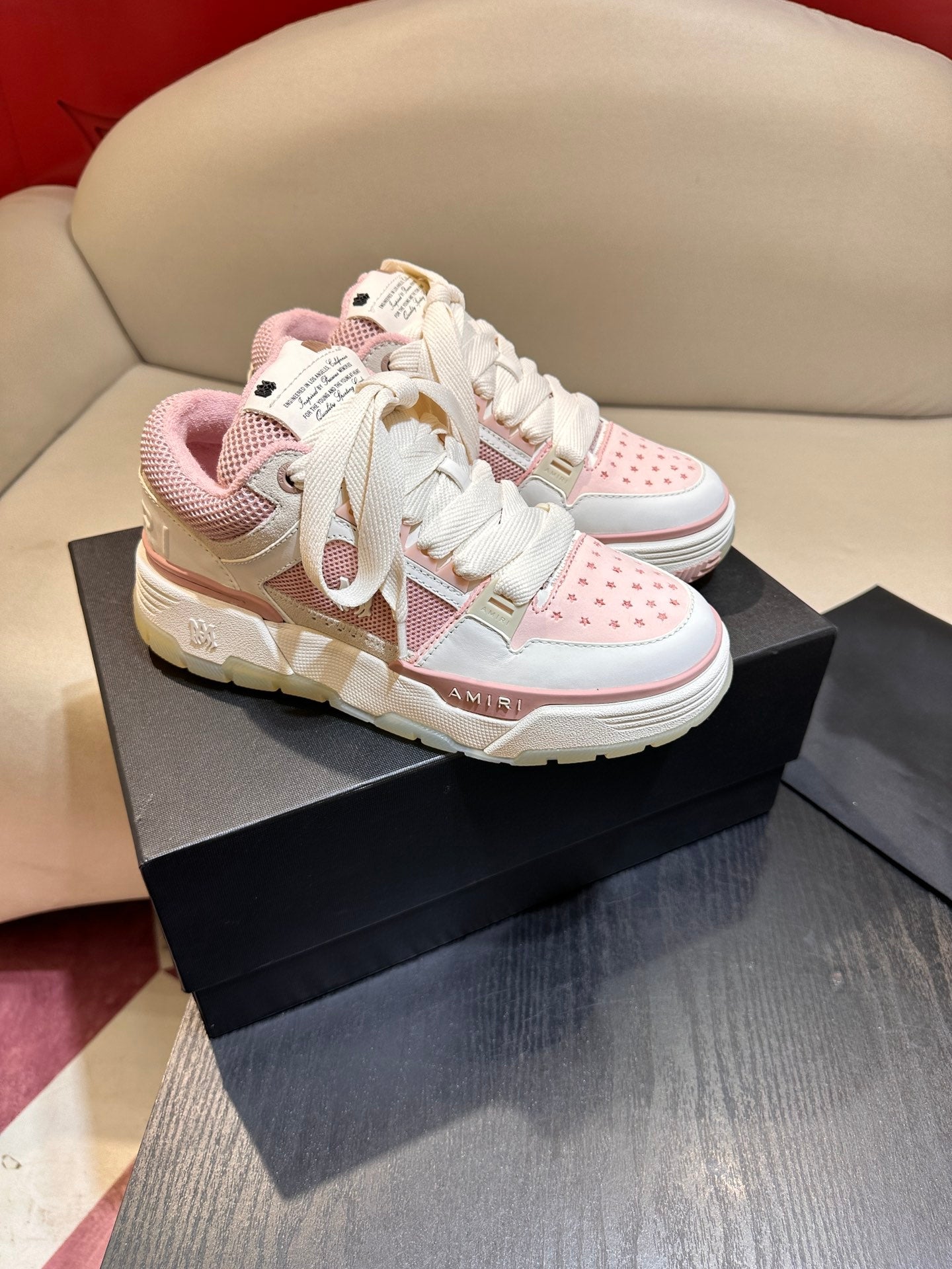 Men's Amiri Premium Leather Platform Mesh Shoes