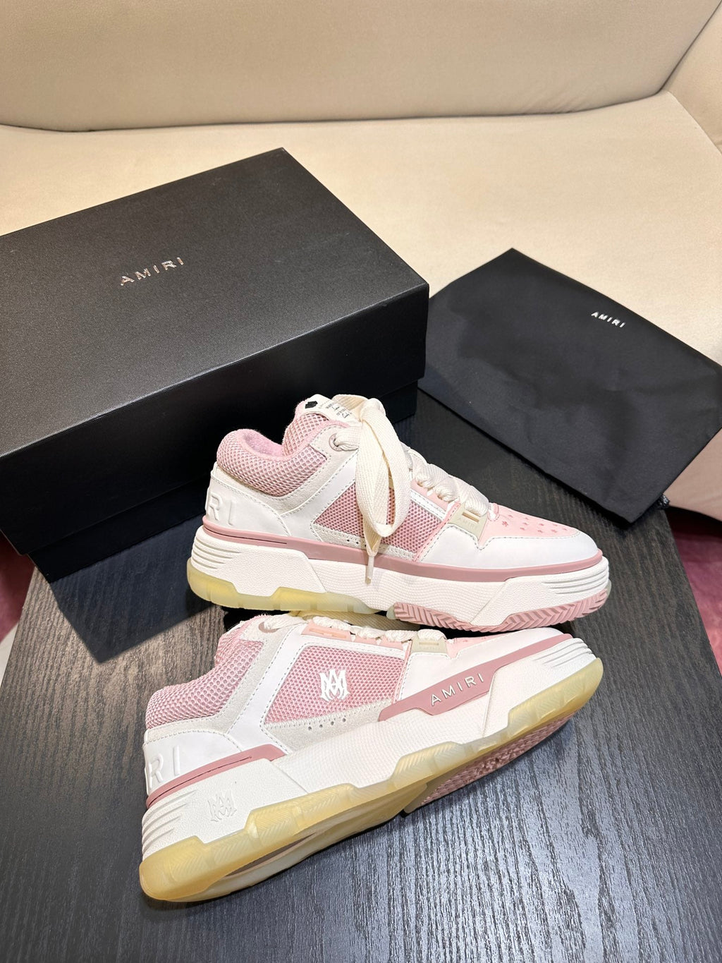 Men's Amiri Premium Leather Platform Mesh Shoes