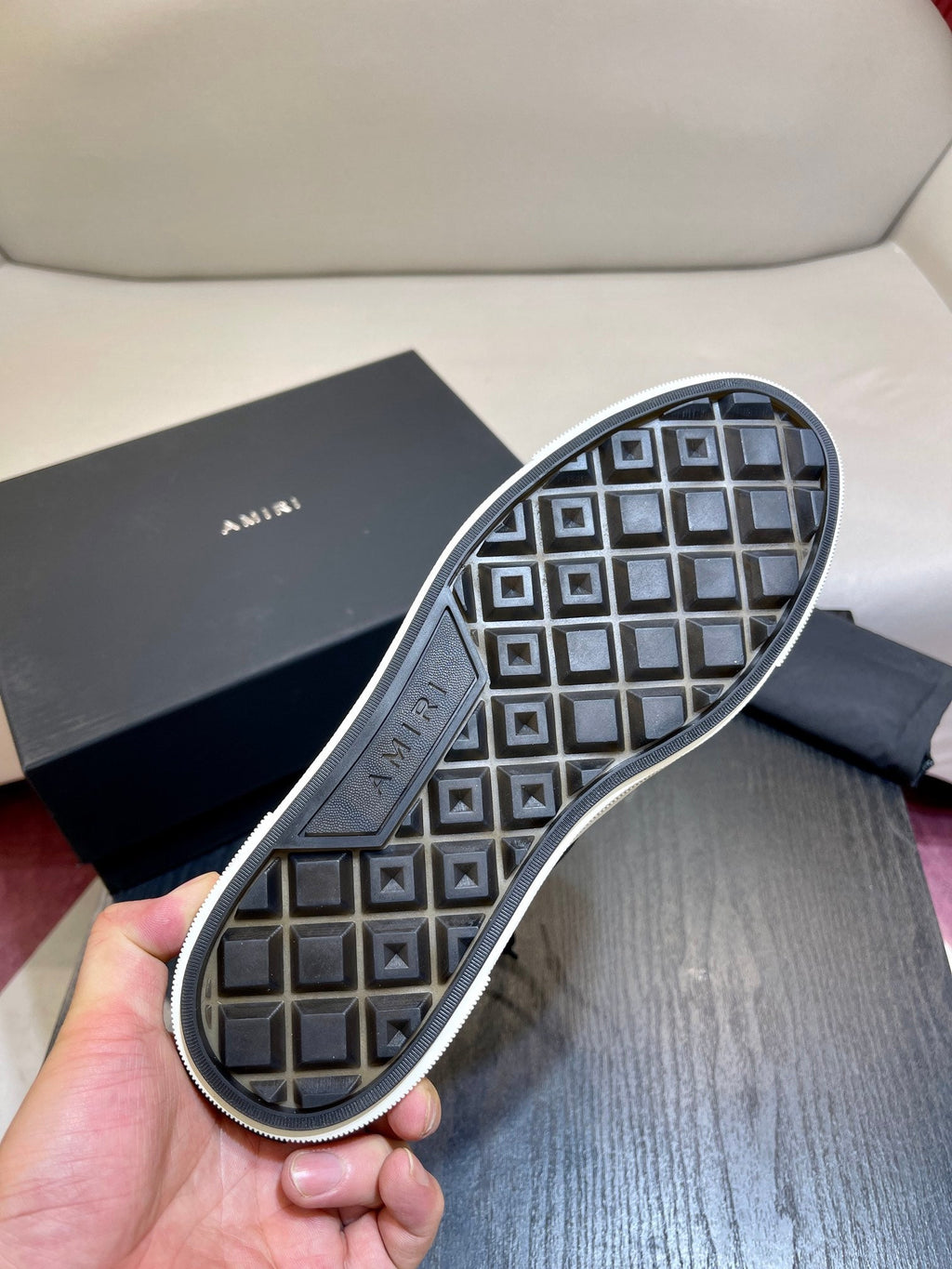 Men's Amiri Canvas and Leather Stars Court High Top Sneakers Shoes