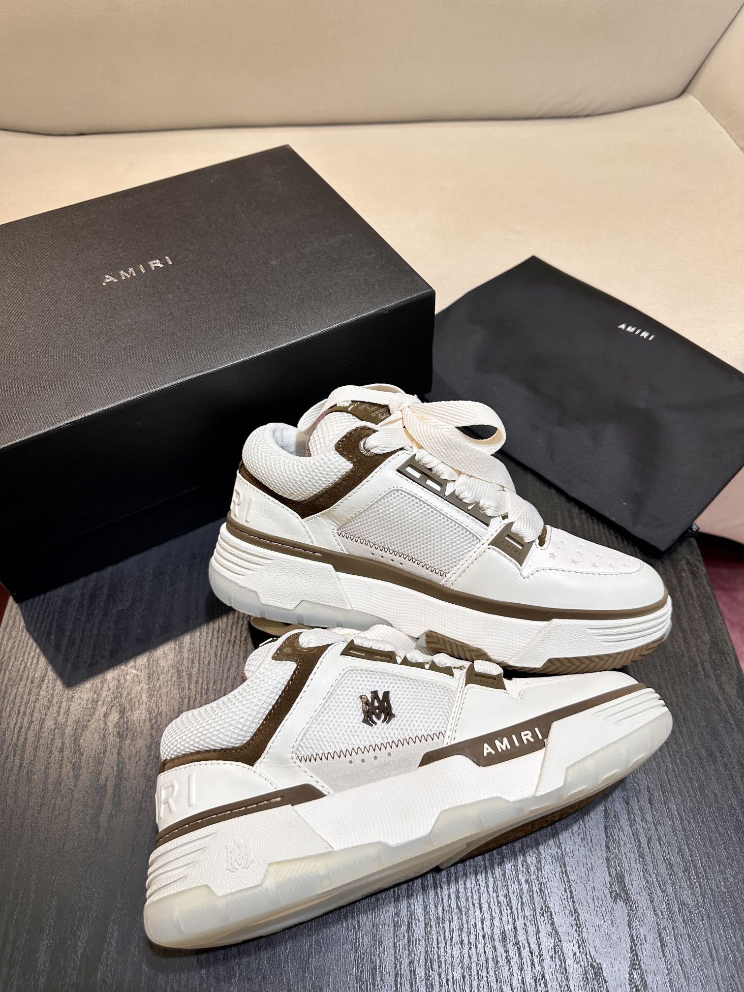 Men's Amiri Premium Leather Platform Mesh Shoes