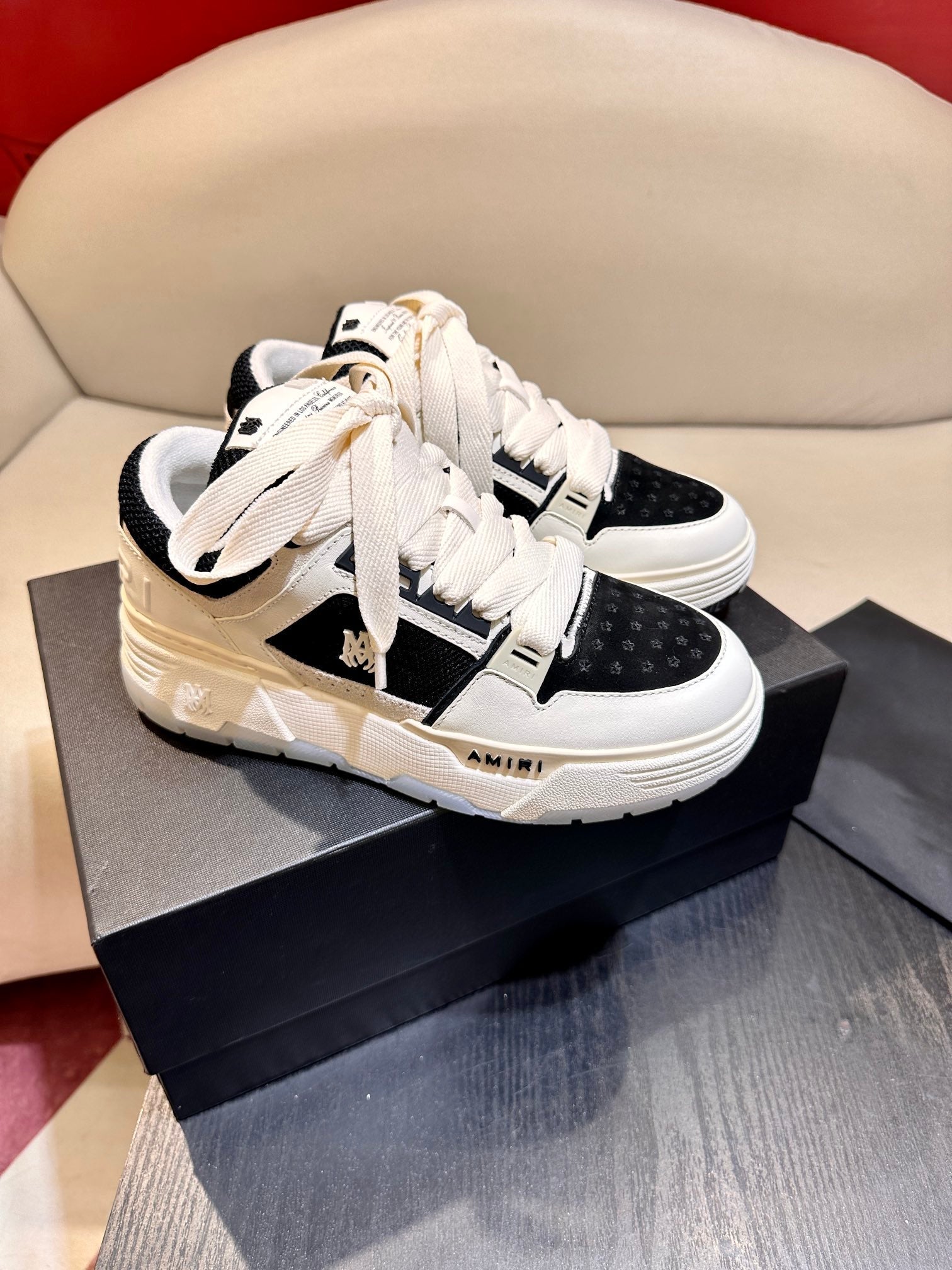 Men's Amiri Premium Leather Platform Mesh Shoes