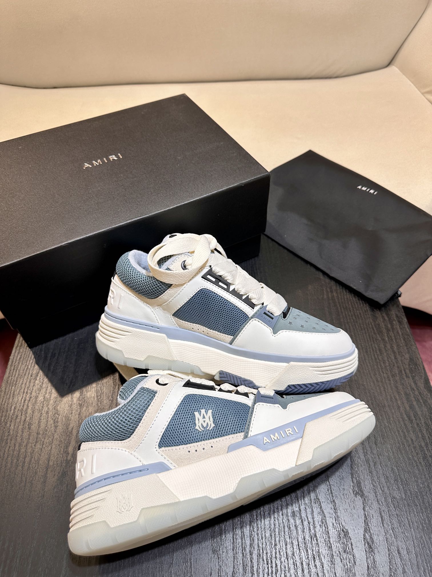 Men's Amiri Premium Leather Platform Mesh Shoes