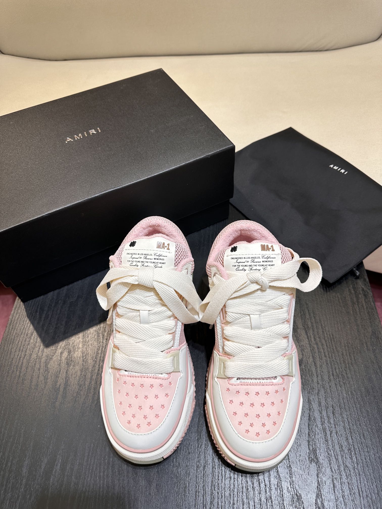 Men's Amiri Premium Leather Platform Mesh Shoes