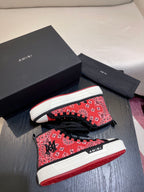 Men's Amiri Canvas and Leather Stars Court High Top Sneakers Shoes