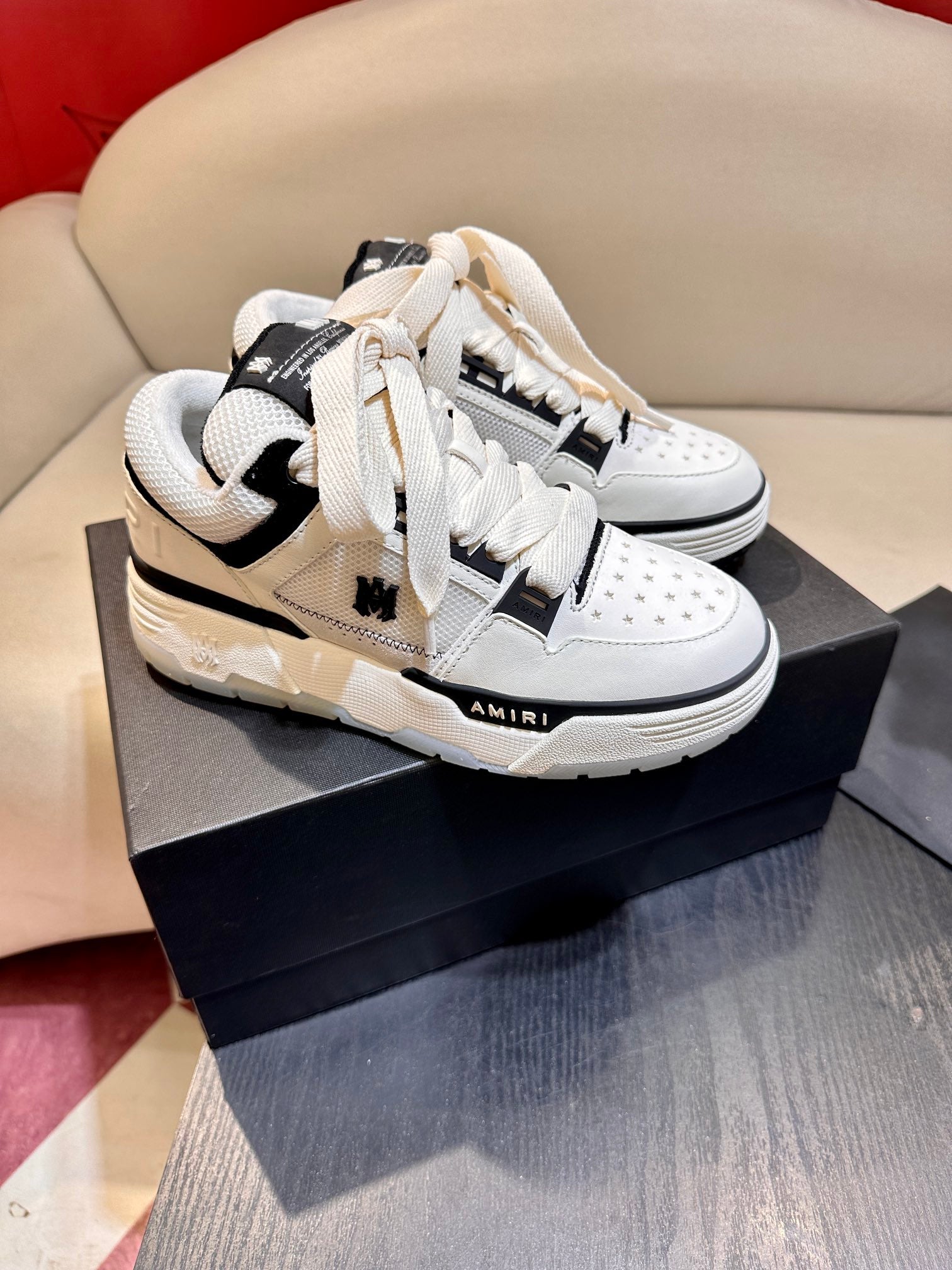 Men's Amiri Premium Leather Platform Mesh Shoes