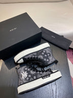 Men's Amiri Canvas and Leather Stars Court High Top Sneakers Shoes