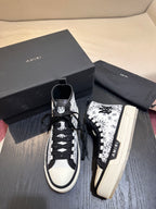 Men's Amiri Canvas and Leather Stars Court High Top Sneakers Shoes