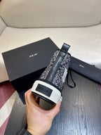 Men's Amiri Canvas and Leather Stars Court High Top Sneakers Shoes