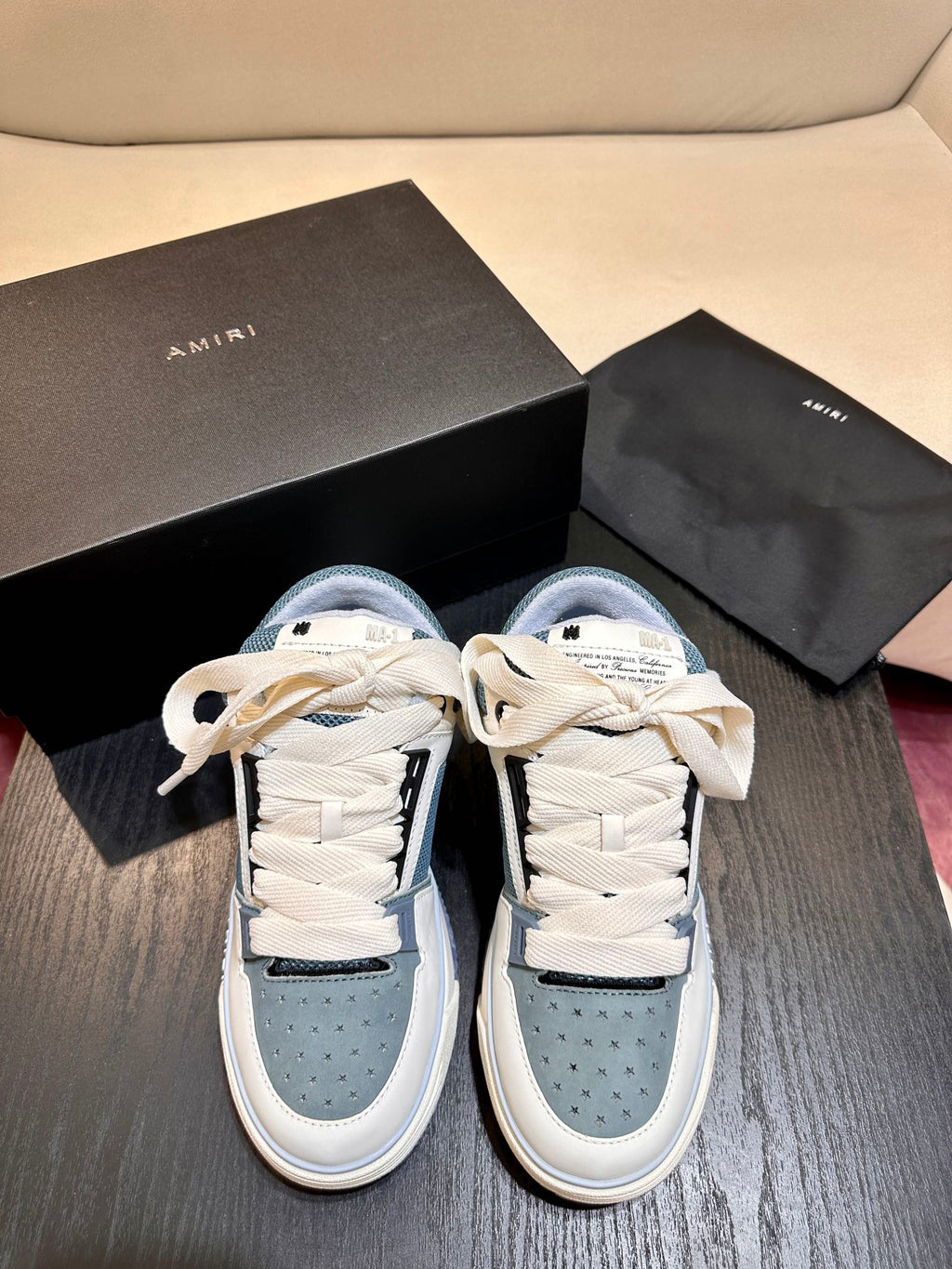 Men's Amiri Premium Leather Platform Mesh Shoes