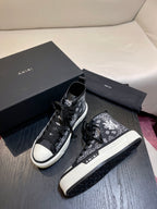 Men's Amiri Canvas and Leather Stars Court High Top Sneakers Shoes