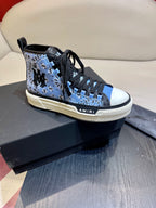 Men's Amiri Canvas and Leather Stars Court High Top Sneakers Shoes