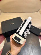 Men's Amiri Canvas and Leather Stars Court High Top Sneakers Shoes