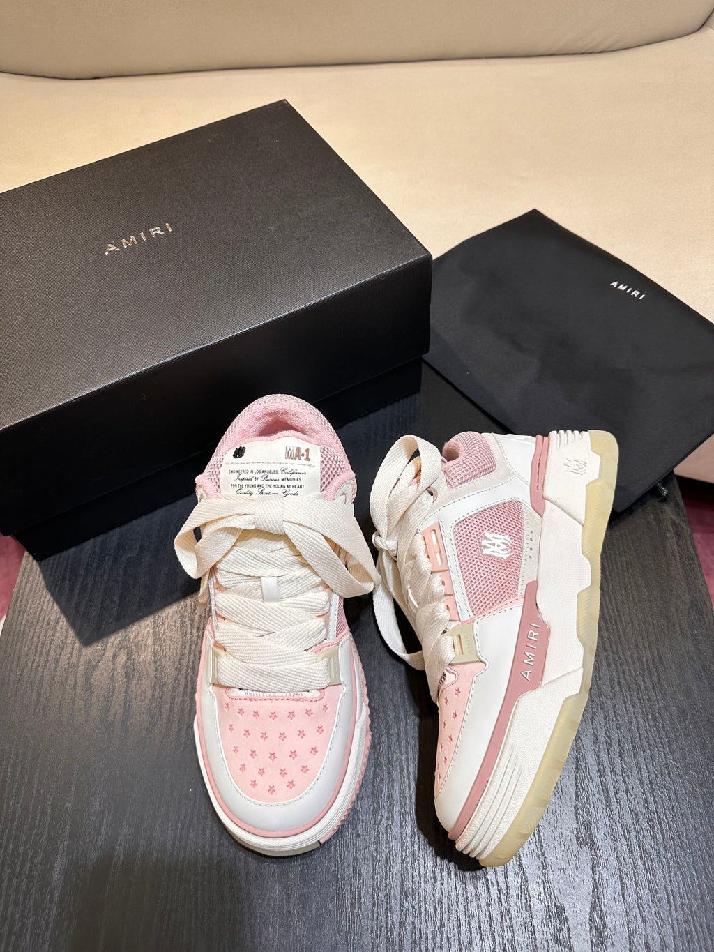 Men's Amiri Premium Leather Platform Mesh Shoes