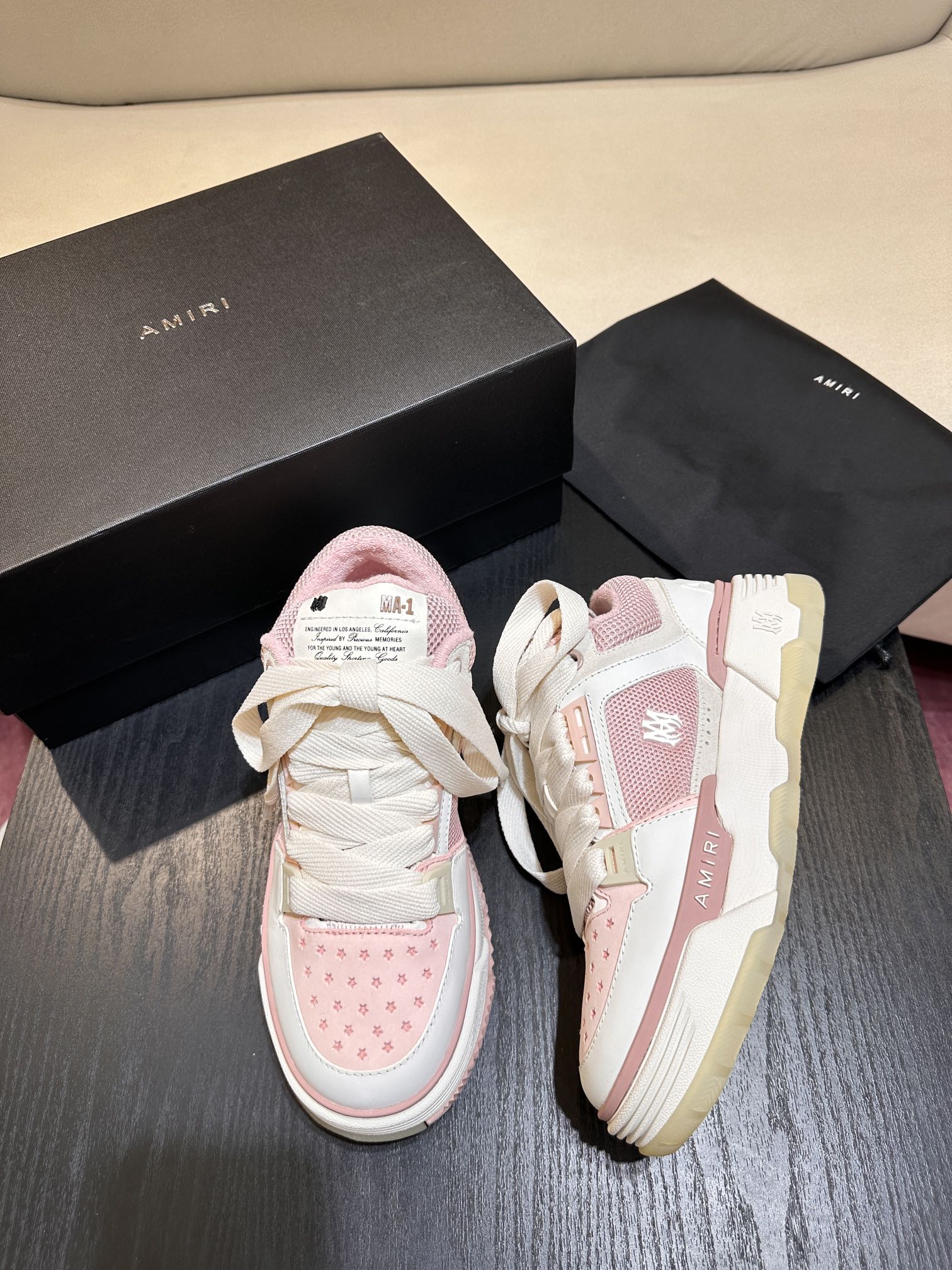 Men's Amiri Premium Leather Platform Mesh Shoes