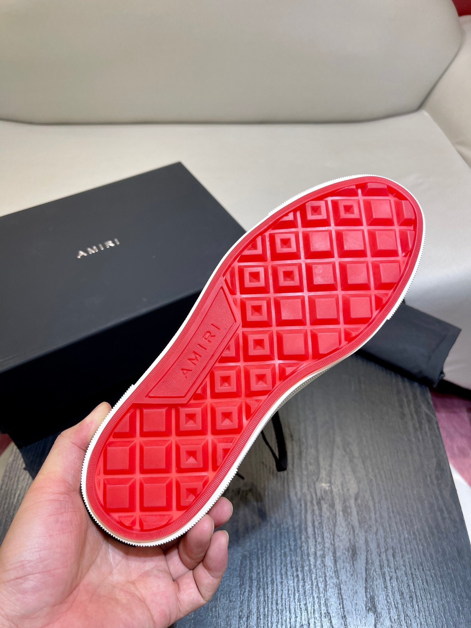 Men's Amiri Canvas and Leather Stars Court High Top Sneakers Shoes