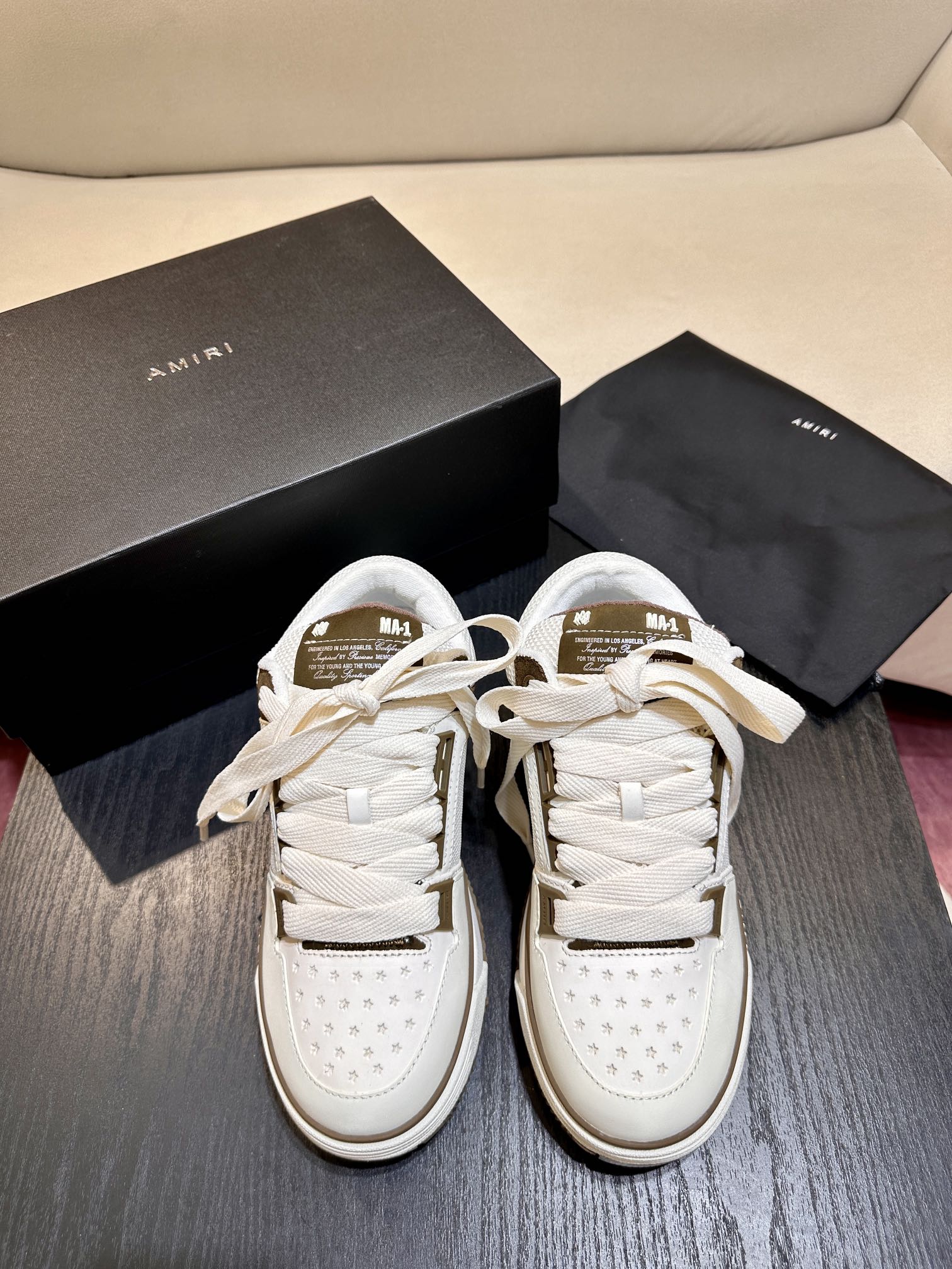 Men's Amiri Premium Leather Platform Mesh Shoes