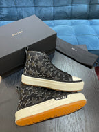 Men's Amiri Canvas and Leather Stars Court High Top Sneakers Shoes