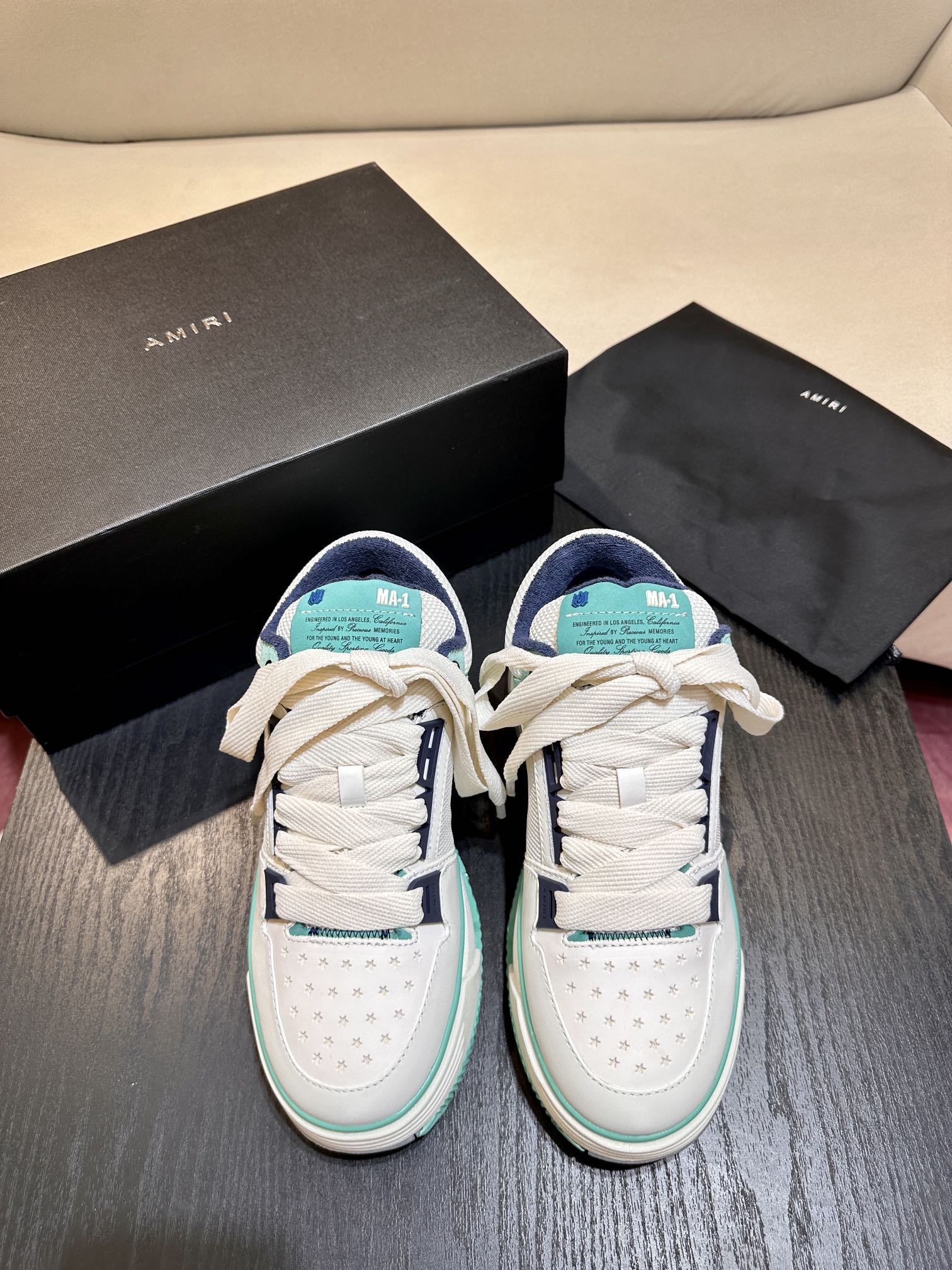 Men's Amiri Premium Leather Platform Mesh Shoes