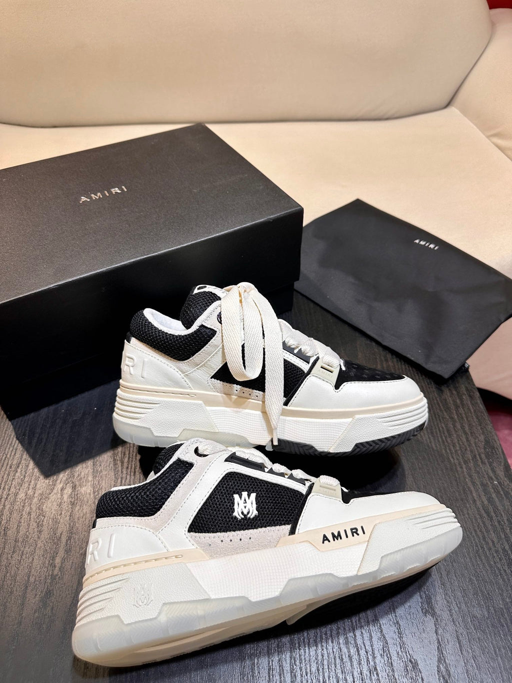 Men's Amiri Premium Leather Platform Mesh Shoes