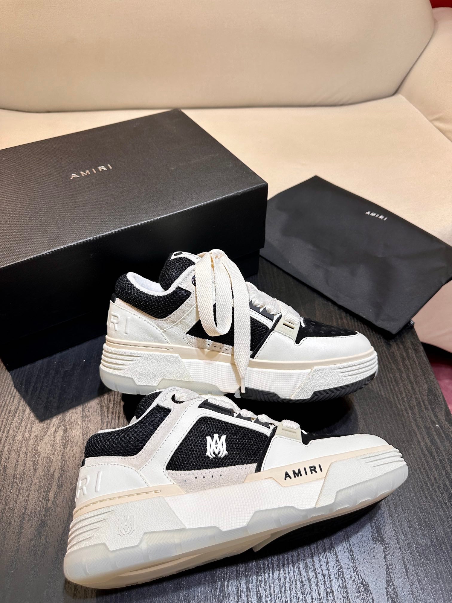 Men's Amiri Premium Leather Platform Mesh Shoes